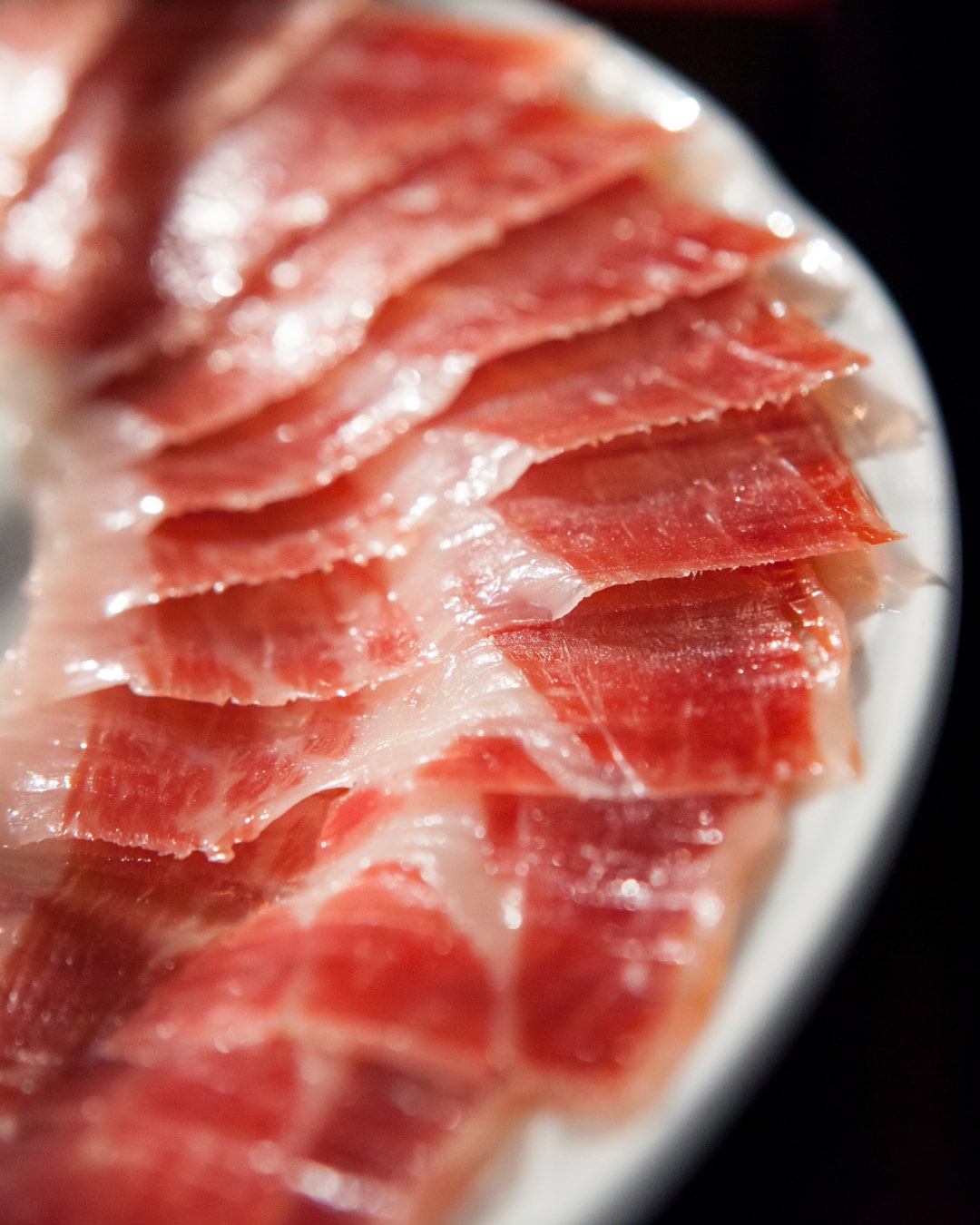 jamon iberico sliced on a plate