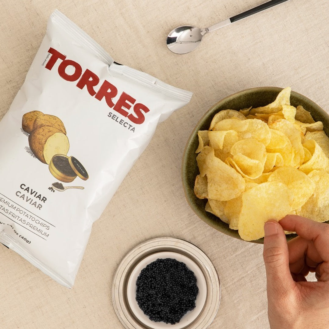 Torres potato chips with caviar