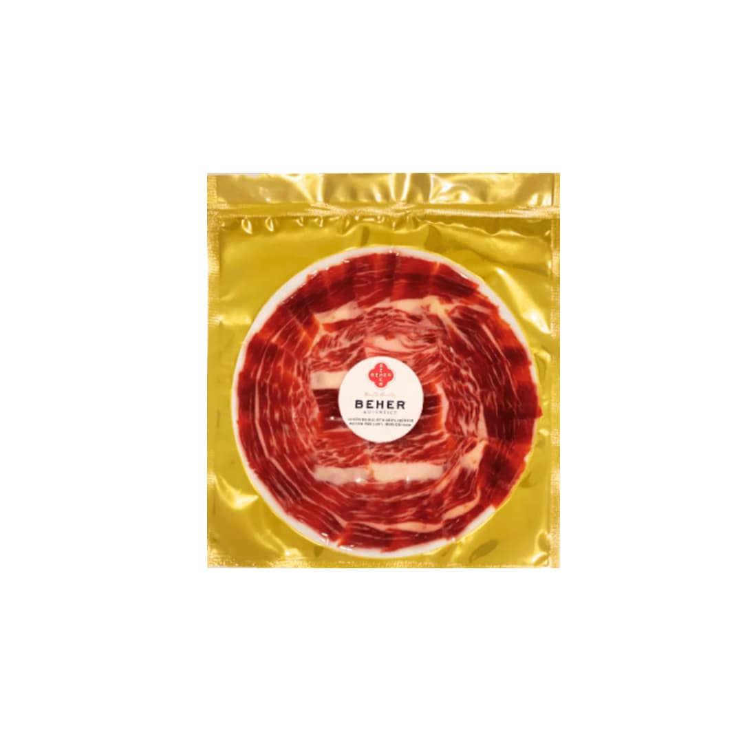 Hand Sliced Iberico Ham Bellota "Pata Negra" Plate by BEHER BEHER 42.5 g/1.5 oz